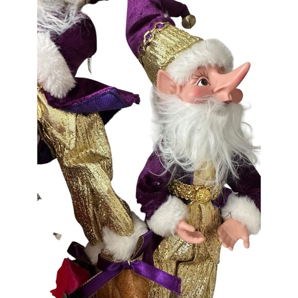 Set Of 5 Whimsical Elves Gnomes Ornaments Tall Christmas Figures Holiday Decor - Picture 4 of 6